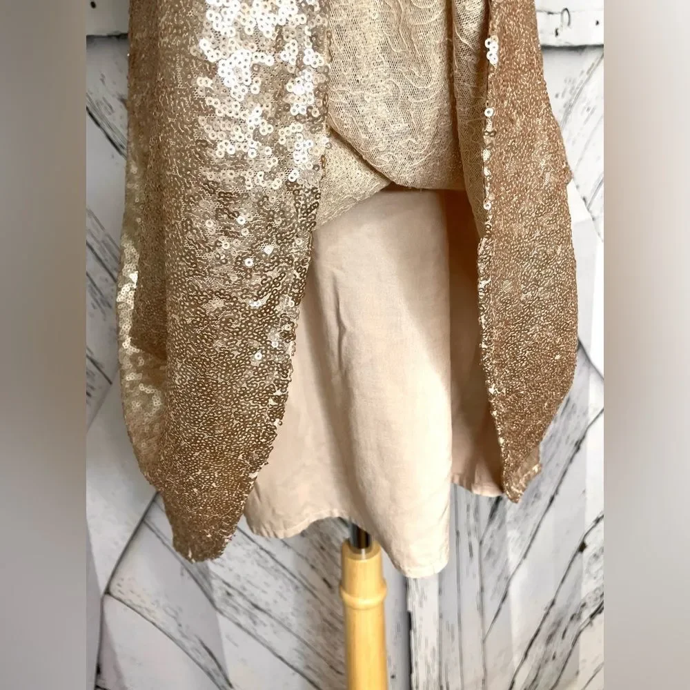 Free People Gold Sequin Mini Dress Small